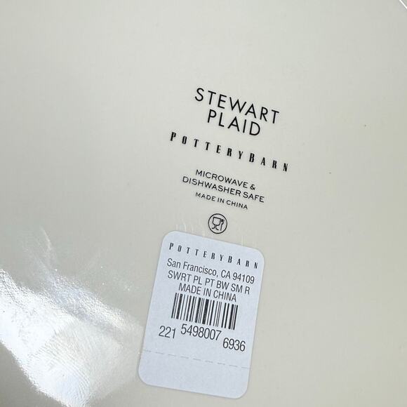 Pottery Barn Stewart Plaid Serving Bowl 9" Christmas Tartan Porcelain Party Dish - Picture 3 of 7